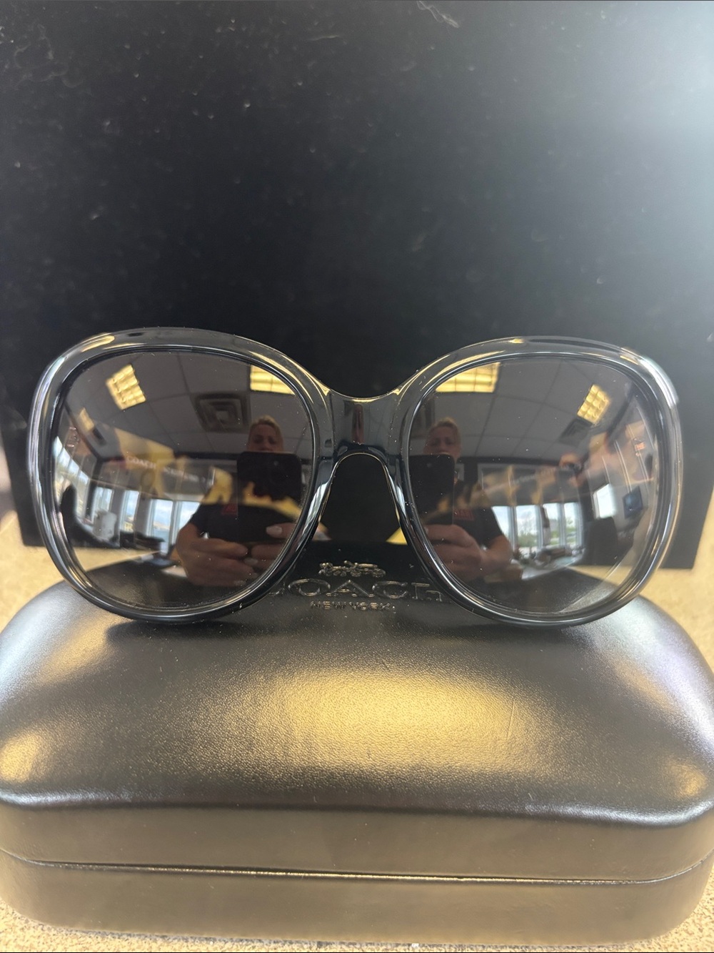 Coach Oversized Black Women's Sunglasses with Gradient Lenses